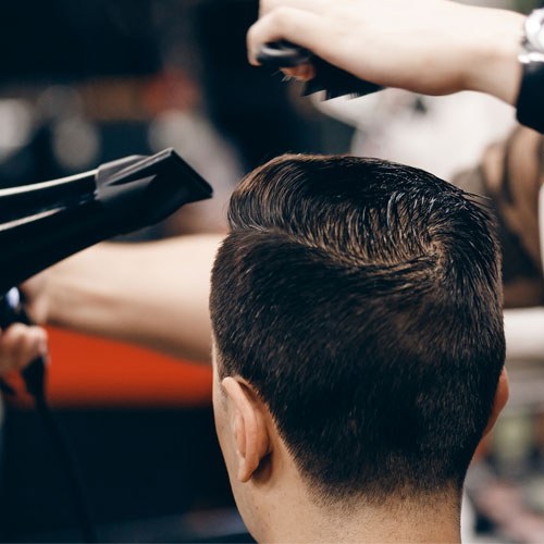 Men's haircut in progress